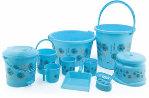 Veksin Printed Bathroom Set Combo Plastic bucket, Tub & Mug Bathroom ...