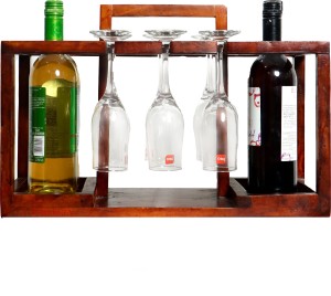 9258 Curved Single Bottle Wood Stand 