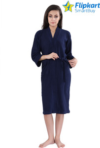 Flipkart SmartBuy Navy Blue XXL Bath Robe - Buy Flipkart SmartBuy Navy ...