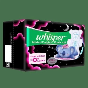 Whisper BindazzZ Nights Kaola Soft XXXL PLUS - 8 Sanitary Pad Price in India  - Buy Whisper BindazzZ Nights Kaola Soft XXXL PLUS - 8 Sanitary Pad online  at