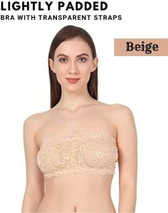 Lightly Padded With Transparent Strap Wired Tube Bra Women Tube