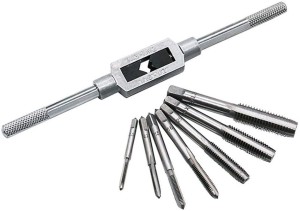 Rokoo 8Pcs Handschraubengewinde Metric Plug Tap Set M1-M8 mit einstellbarem Tap Wrench Kit 