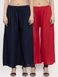 MIAZ LIFESTYLE Relaxed Women Red, Dark Blue Trousers - Buy MIAZ