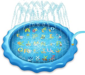 Splash Sprinkler Pad for Dogs Kids 67” Inflatable Splash Pad Thickened Wading Pool Pet Durable Bathing Tub Outdoor Water Toys Sprinkler Toy for Kids and Dogs XL 67 