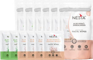 NESTA Face Tissue 40 Sandalwood 20 Cucumber Wet Wipes with Aloe Vera
