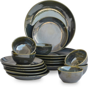 ST "REDEFINING SPACES" Pack of 18 Ceramic Dark Green Glazed Studio