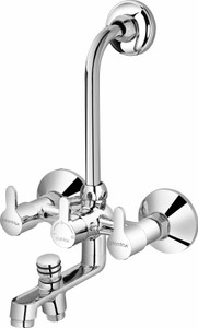 Plantex Pure Brass Flora Wall Mixer In With Hot Cold Water Feature With Long Bend Pipe