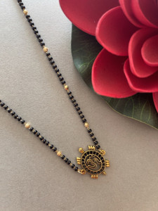 Short Mangalsutra Designs Gold Plated Tortoise Om Pendant Gold