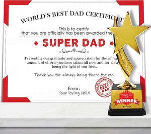 Fitwit Super Dad Certificate Gift for Father Papa Dad on Birthday