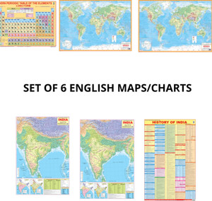 Combination Of Six Maps (All In English), Set Of 6 maps | Political  Political And Physical Maps Of The World & India (28 Inch X 40 Inch)Charts,  And Indian Constitution Map &