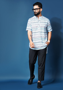 Ragoho Men Printed, Animal Print Straight Kurta - Buy Ragoho Men ...