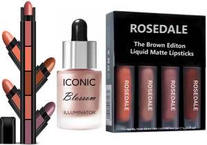 BUY TYA Blossom Highlighter Huda Lips Nude Edition Fab Liquid Matte Lipsticks Price In India