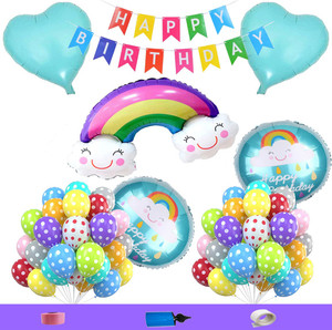 Rainbow Birthday Party Supplies For Girls – 16-Guest Decorations Kit With Plates, Cups, Balloons, Banner & Goody Bags - View #3
