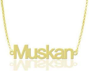 Name Necklace Brass Pendant 