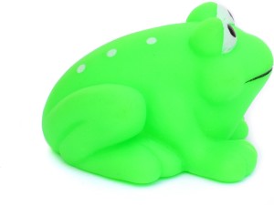 green rubber frog dog toy