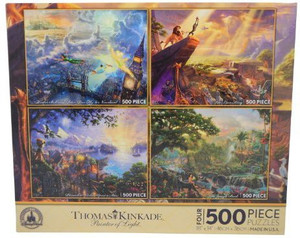 DISNEY Thomas Kinkade Set of 4 500 Piece s Lion King Pinocchio Peter ...