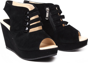Anand archies women's black wedges clearance