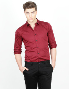BASICS Men Solid Casual Red Shirt Buy RED BASICS Men Solid