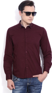Pepe Jeans Men Solid Casual Maroon 