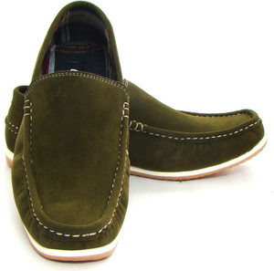 Olive green loafers men Clearance