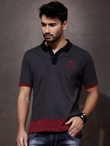 Grey Roadster Solid Men Polo Neck Grey 