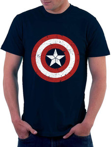 Men Round Neck Blue T-Shirt 
