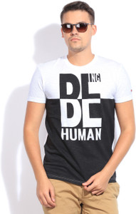 Human CLOTHING Printed Men Round Neck 