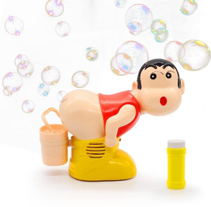 KIDOLOGY Shinchan Fart Bubble Maker Toy with Music, LED Lights & Bubbles for Kids (Red)