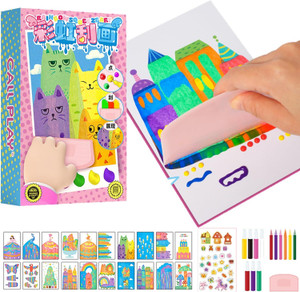 Jeeeun Rainbow Scratch Art Kit – 2 Sets De Cartes Postales DIY – Grattoir Arc-en-ciel, Stickers – Cadeau Créatif