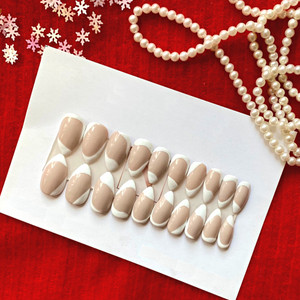 nail knack White Abstract Presson Nails (Pack of 10) Artificial Nails