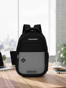 PlayCraft Unisex Spacy Laptop bag 27 L Laptop Backpack Grey, Black