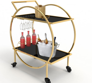 Corsica Designs Metal Aamna 2Tier Bar Trolley|Black Glass (Finish Color