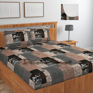 Decent Home Cotton Queen Fitted (Elastic) 240 TC Floral Bedsheet - Buy ...