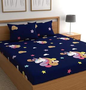 Fashancy Cotton Queen Fitted (Elastic) 300 TC Geometric Bedsheet - Buy ...