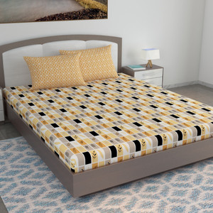 Divine Casa 100% Cotton Single Bedsheet Set - 144 TC Retro Floral Print With Pillow Cover - View #2
