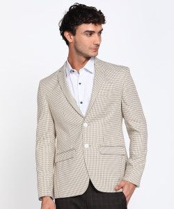 Park Avenue Men Brown Self Design Single Breasted Blazer main image 0
