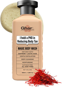 GHAR SOAPS Magic De-Tan Body Wash | Saffron, Lactic Acid & Niacinamide