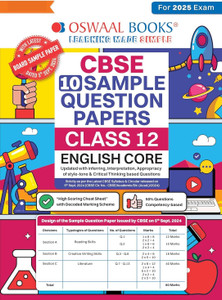 Oswaal CBSE Sample Question Papers Class 12 English Core (For 2025 Exam ...