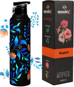 Speedex 1 Litre (1000ml) Stainless Steel Water Bottles, Set Of 4 - BPA Free, Leak Proof Flipper Cap, For Fridge, Gym, School, Office