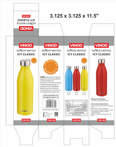 VINOD ICY Classic Stainless Steel Leak Proof Water Bottle Set of 3 1000