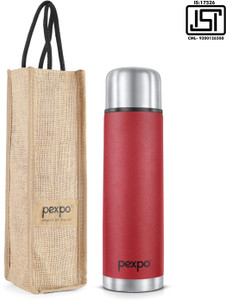 Pexpo Ml Hrs Hot And Cold Flask With Jute Bag Vacuum Insulated Flamigo Ml Flask
