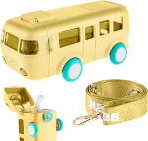 TRK HUB Bus Shaped Water Bottle with Moving Wheels Leak-Proof Water