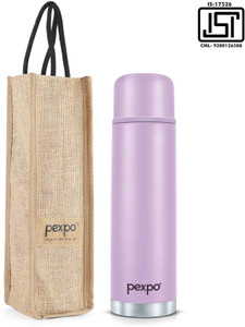 Pexpo Thermosteel Water Bottle Hot And Cold With Jute Bag Vacuum Insulated Flamingo Ml
