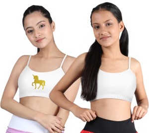 Buy DChica Sports Bra for Girls, Cotton Non-Padded Beginners Non-Wired  Teenager Bras for Gym, Workout, Yoga Slip-on Kids Double Layered Full  Coverage Bra at