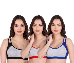 Pack of 3 Women Sports Non Padded Bra Price in India - Buy Pack of 3 Women  Sports Non Padded Bra online at
