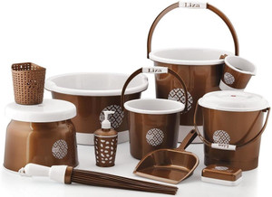 Liza Bathroom Set Bucket 11,pc set 20 L Plastic Bucket Price in India ...