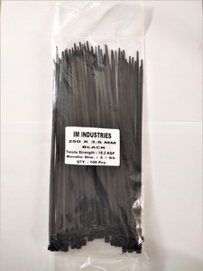 Plastic Cable Ties 18kg Strength (3.6mm X 200mm) Black