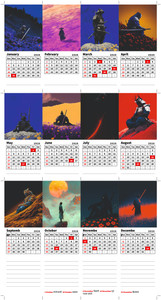 AMTHA AMTHA Last Samurai Tabletop Desk Calendar With Clear Dates and ...