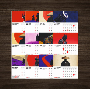 SKINADDA NEW Samurai Printed on premium 400 GSM paper Calendar 2026 ...