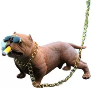 HIZEFSOO American Bully Dog Car Dashboard Ornament, Resin Pitbull Figurine With Gold Chain, Bulldog Statue For Car Interior Home Office Desk Truck - View #4